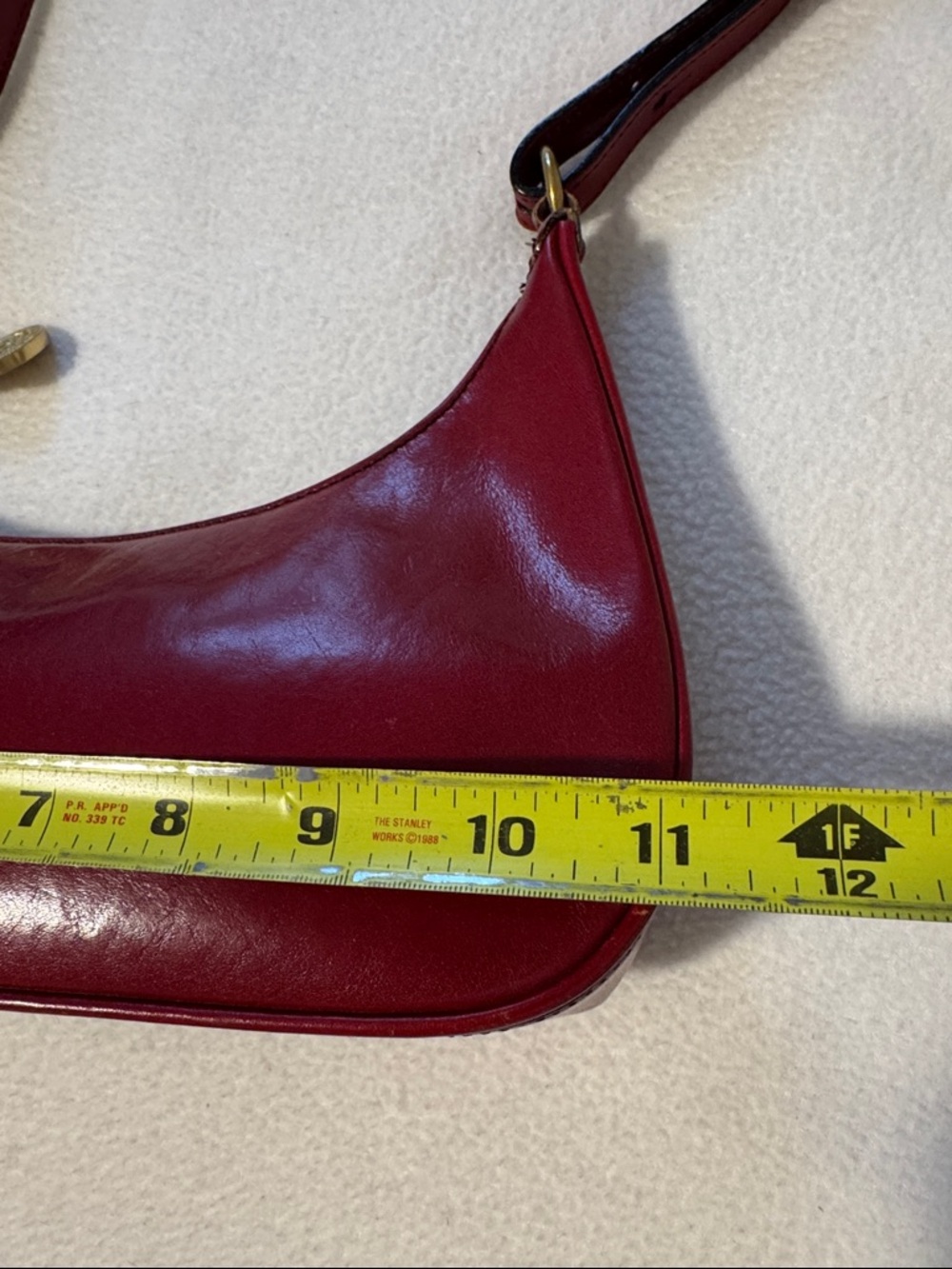 Brahmin Vintage Red Leather Baguette Shoulder Bag Y2K Minimalist Mini Hobo - Picture 10 of 14
